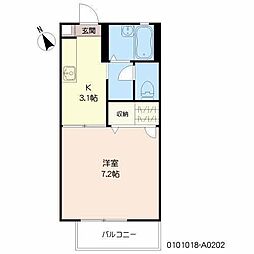 サンライズ大橋 1Kの間取図画像