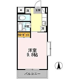 アルカコンネ桜 1Kの間取図画像