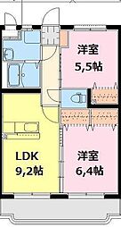 ファミリアOdo 2LDKの間取図画像