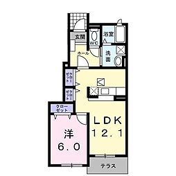 ボンシェーヌ 1LDKの間取図画像