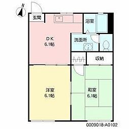 フレグランスタウン住吉7番館 2DKの間取図画像