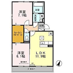 シナモンリッジ南2 2SLDKの間取図画像