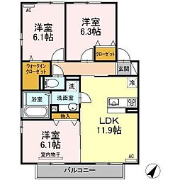 プチプランタン花山手 3LDKの間取図画像
