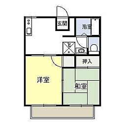 リブレ恒久B棟 2DKの間取図画像