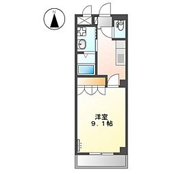 サンライズK 1Kの間取図画像