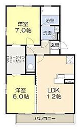 ヴェルドミュールM・I・EB 2LDKの間取図画像