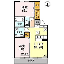 アルティスタB 2LDKの間取図画像