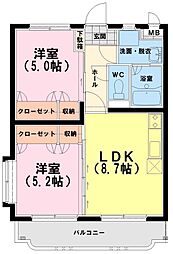 Y&Mディジー 2LDKの間取図画像