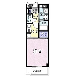 シールド青葉 1Kの間取図画像