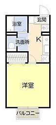 ヴァン清水 1Kの間取図画像