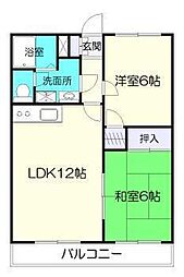 オアシス加納 2LDKの間取図画像