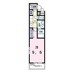 クレメントS・K3 1Kの間取図画像