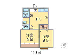 つくばエクスプレス 南流山駅 徒歩10分の賃貸アパート 1階2DKの間取り