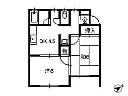 つくばエクスプレス 八潮駅 徒歩15分の賃貸アパート 1階2Kの間取り