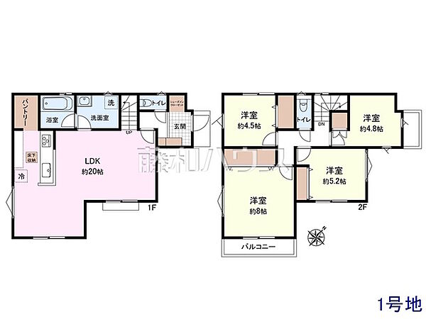 1号地　建物プラン例（間取図）　【三鷹市牟礼5丁目】