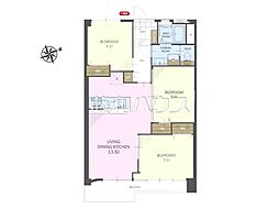 府中住吉町住宅2号棟 3LDKの間取図画像