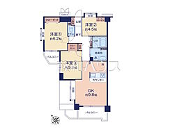 クリオ北野壱番館 3DKの間取図画像