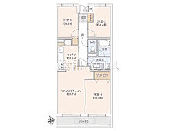 藤和調布柴崎コープ 3LDKの間取図画像
