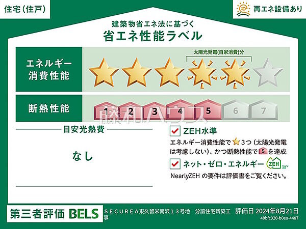 省エネ性能ラベル　【東久留米市南沢4丁目】