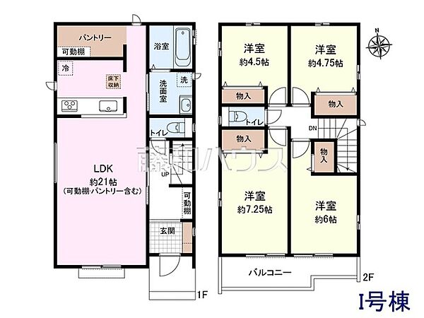 I号地　建物プラン例（間取図）　【清瀬市野塩3丁目】