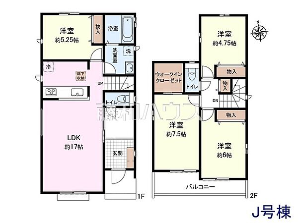 J号地　建物プラン例（間取図）　【清瀬市野塩3丁目】