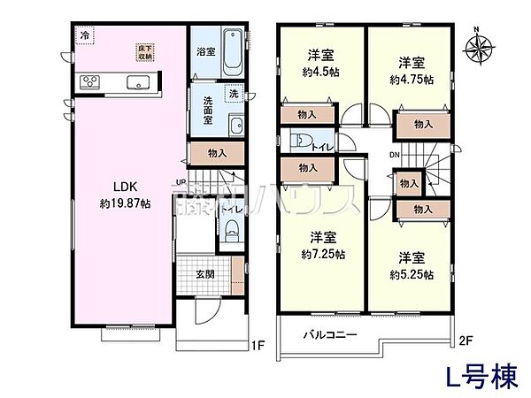 L号地　建物プラン例（間取図）　【清瀬市野塩3丁目】
