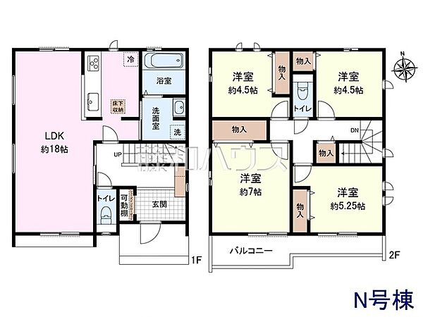 N号地　建物プラン例（間取図）　【清瀬市野塩3丁目】