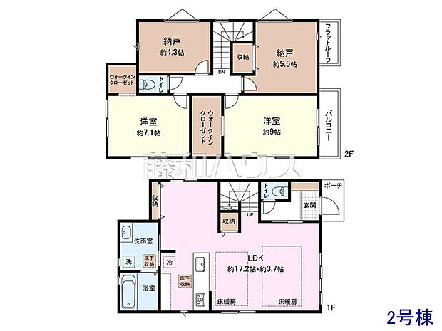 2号棟　間取図　【三鷹市井口5丁目】