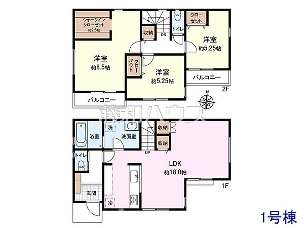 ≪1号地・参考プラン≫土地2890万円＋建物1810万円＝4700万円　 1階：46.37？、2階：45.75？、合計：92.12？【東久留米市前沢1丁目】