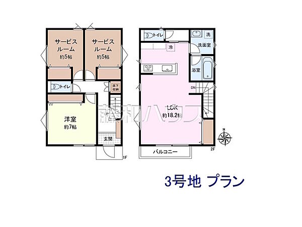 3号地　建物プラン例（間取図）　【小平市天神町1丁目】