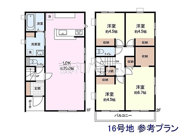 16号地　建物プラン例（間取図）　【小平市小川町1丁目】