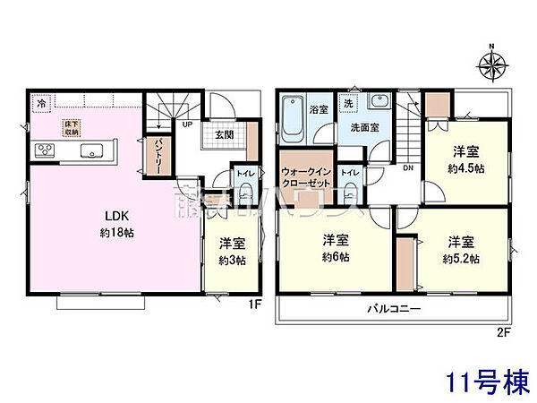 11号地　建物プラン例（間取図）　【小平市仲町】