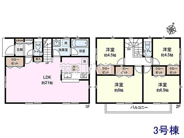 3号棟 間取図 【清瀬市下清戸1丁目】