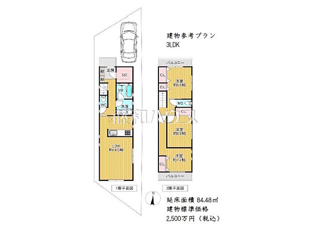 B号地 建物プラン例(間取図) 【西東京市泉町6丁目】 物件の事、諸費用の事など、小さな疑問もお気軽にご連絡・ご相談下さい。