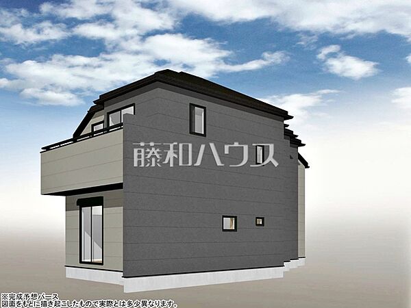 22号地　建物プラン例（南東パース・外観）　【東村山市恩多町5丁目】