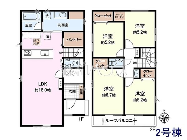 2号棟　間取図　【三鷹市牟礼7丁目】