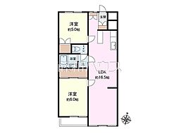 田無パールハイツ 2LDKの間取図画像