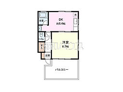 カメヤビル 1DKの間取図画像