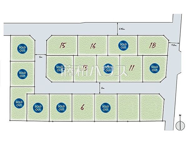 【6号地】全体区画図　【国立市東3丁目】見通しの良い5m開発道路　