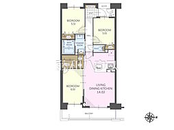 ブロッサムコートむさし野ビューウイング 3LDKの間取図画像