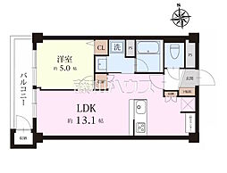 境南マンション 1LDKの間取図画像