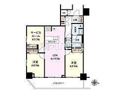 ガーラ・レジデンス府中 6階 2SLDKの間取り