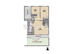 志木ニュータウン南の森壱番街2号棟 1階 2LDKの間取り