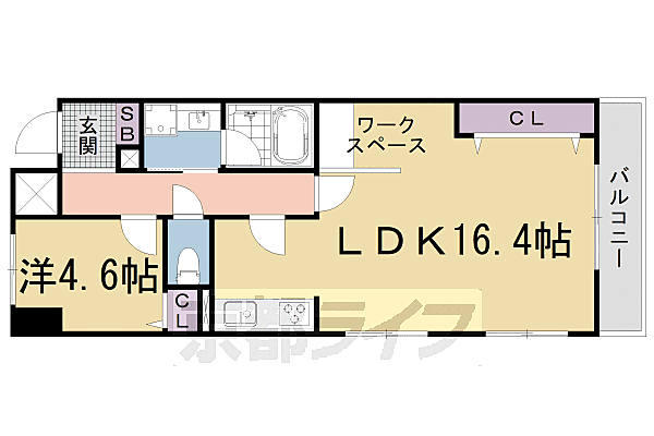 パインフィールド東野 404｜京都府京都市山科区東野中井ノ上町(賃貸マンション1LDK・4階・50.85㎡)の写真 その2