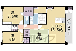 パデシオン山科夢ヶ丘 613 6階3LDKの間取り