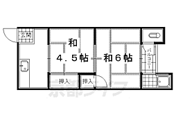 久喜荘 2階2Kの間取り