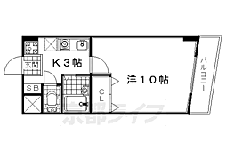 近鉄京都線 小倉駅 徒歩2分の賃貸マンション 2階1Kの間取り