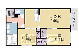 ローズフラットII 1階2LDKの間取り