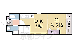 ＡＲＣＡ山科 5階1DKの間取り