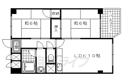プルーリオン勧修寺 3階2LDKの間取り
